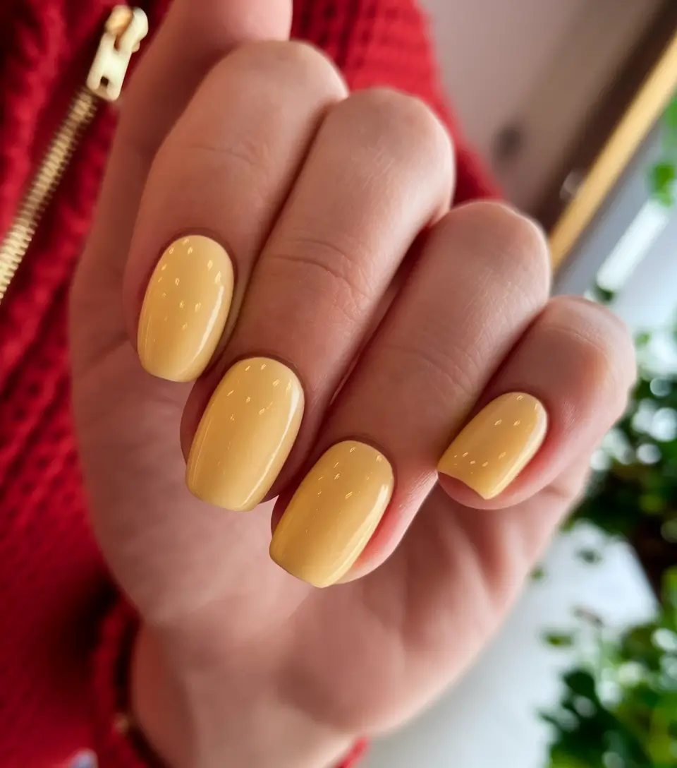 simple summer nails ideas 2025 Peach Custard Neutrals