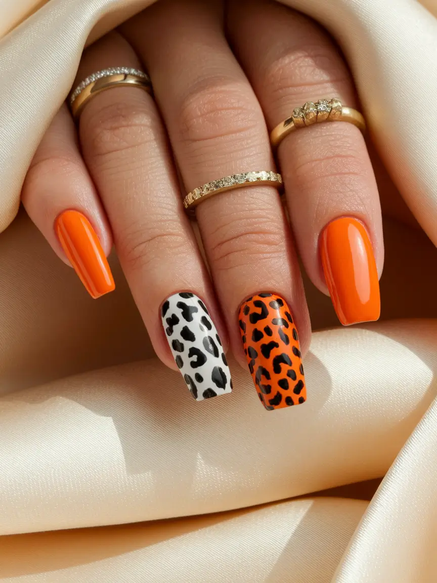 simple summer nails ideas 2025 Sunset Safari with Fierce Prints
