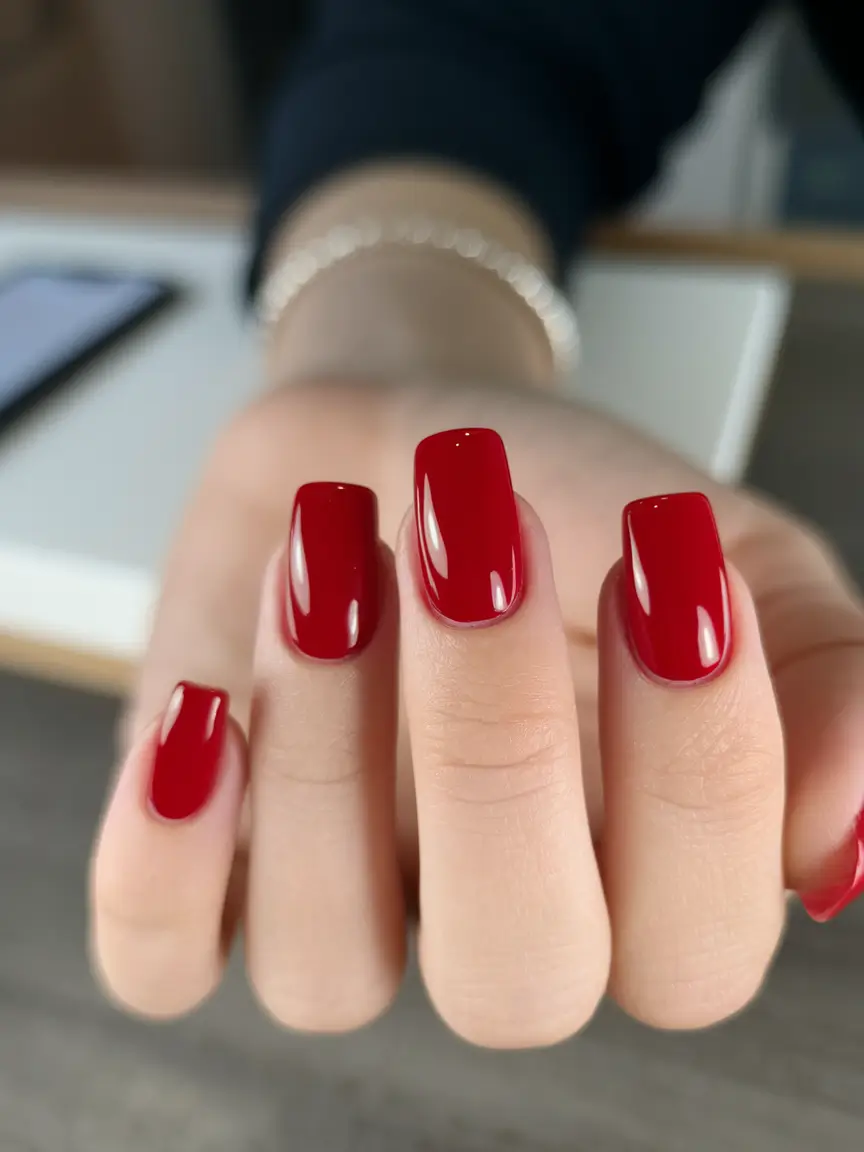 simple summer nails ideas 2025 Chic Crimson for the Summer Purist