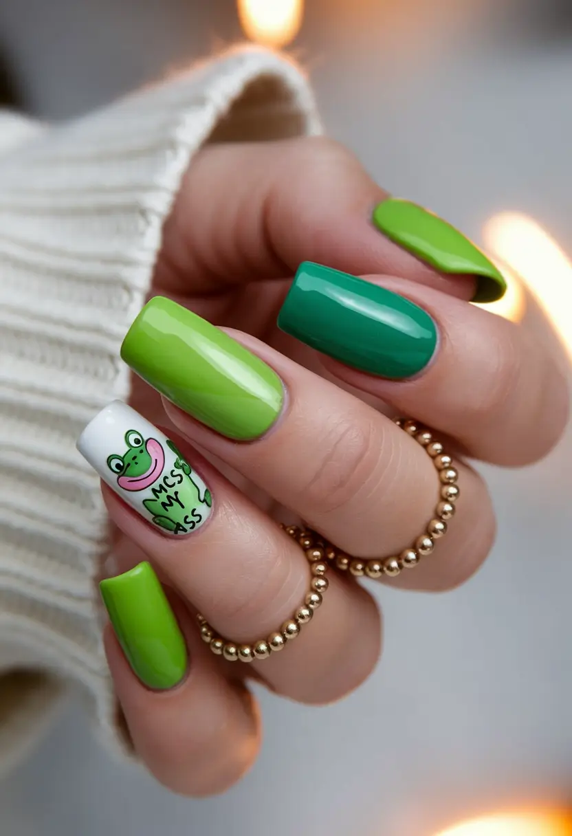 summer green nails ideas 2025 Playful Froggy Energy for Gen Z Souls