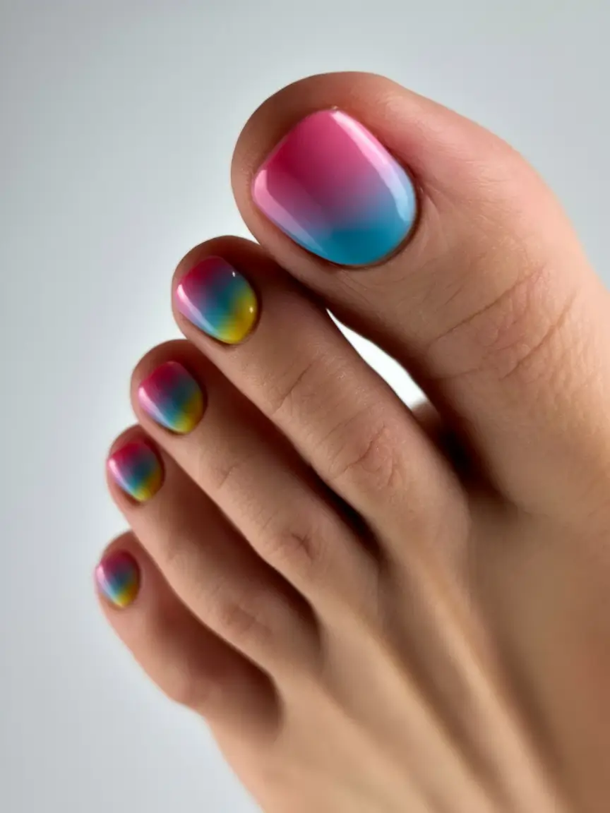 Toe Nail Ideas to Try This August 2025 Cotton-Candy Gradient Glow
