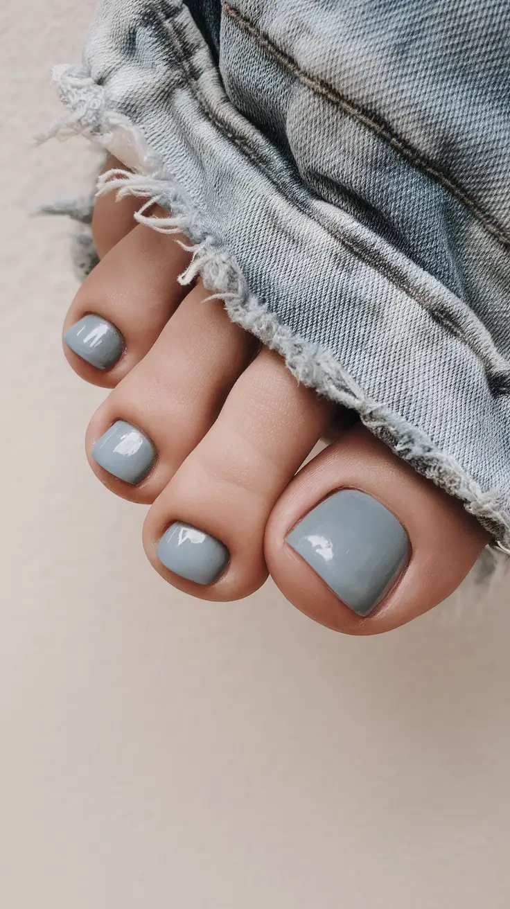 Toes That Shine in July 2025 Soft Storm: Muted Grey With Denim Vibes