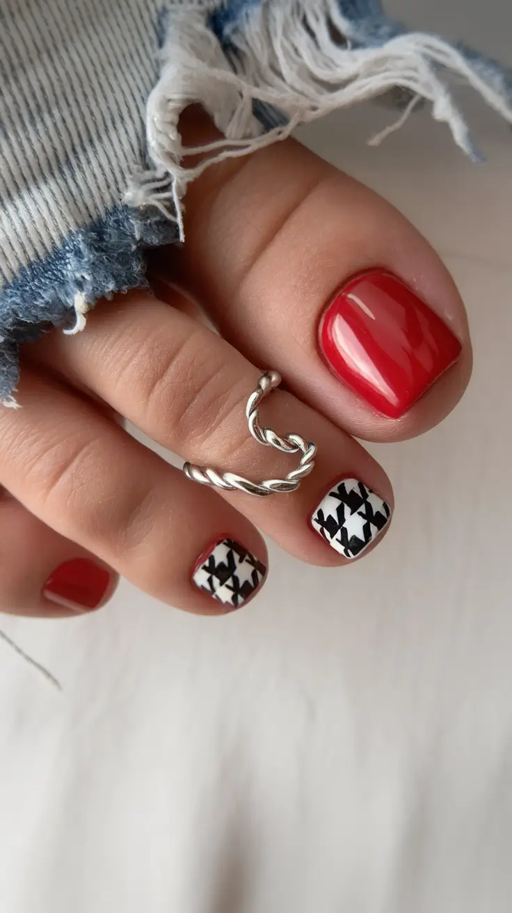 Toes That Shine in July 2025 Pop Power: Glossy Red and Graphic Black