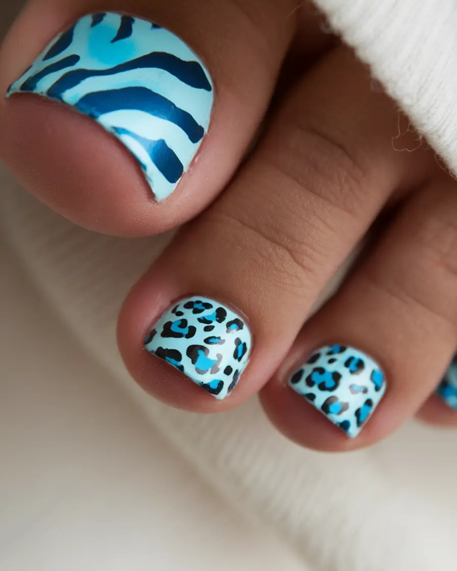 Toes That Shine in July 2025 Wild Electric: Blue Animal Print Mashup