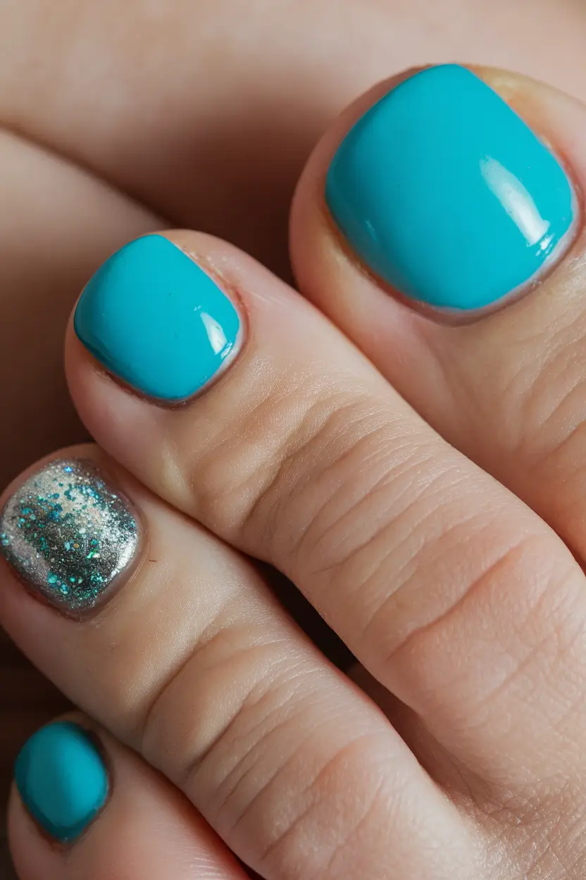 Toes That Shine in July 2025 Turquoise & Sparkle Sunset