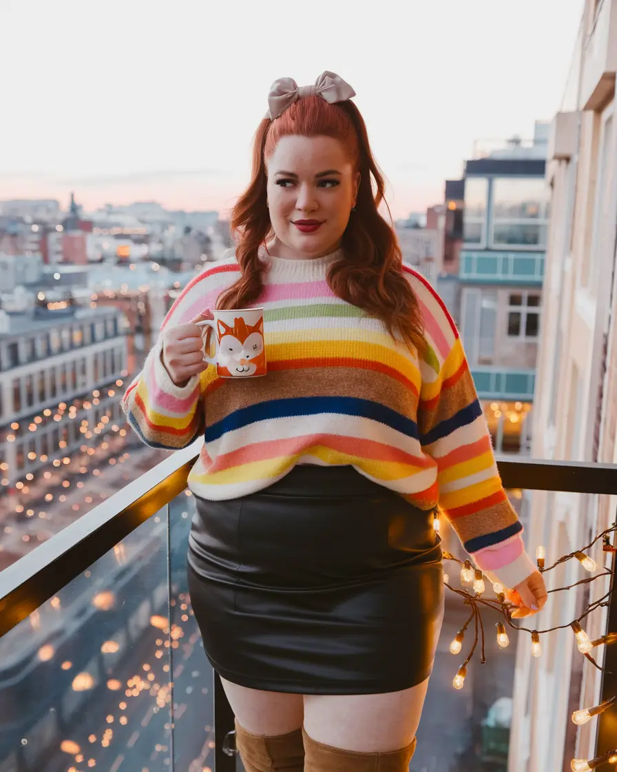 Trendy Plus Size Fall outfits for 2025 Rainbow Bright Meets City Cool