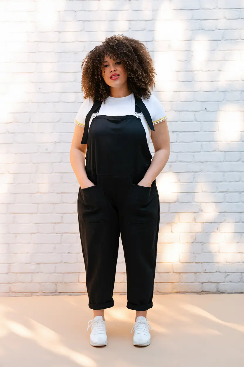 Trendy Plus Size Fall outfits for 2025 Playful Overalls for Weekend Wandering