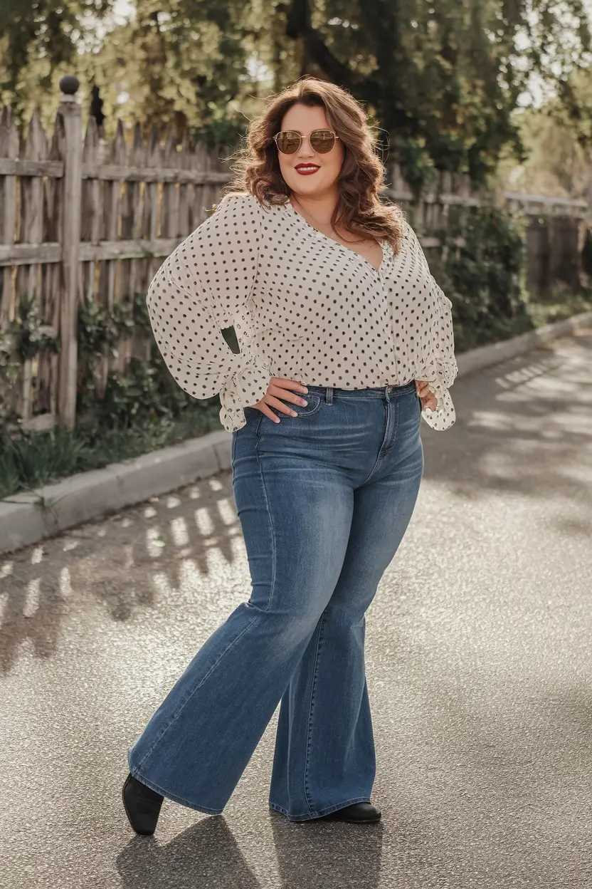 Trendy Plus Size Fall outfits for 2025 Polka Dots & Flares: Retro Vibes, Fresh Energy
