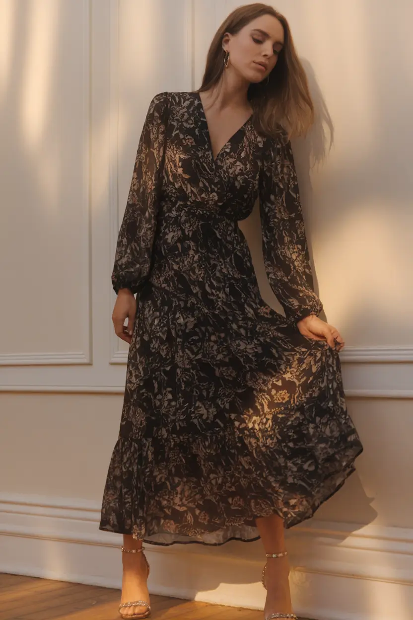 What to Wear as a Wedding Guest This Fall 2025 Midnight Garden in Motion