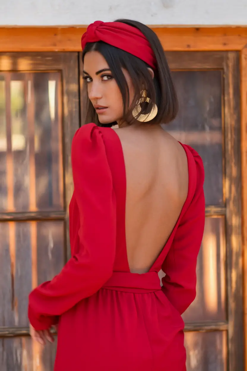 What to Wear as a Wedding Guest This Fall 2025 Backless Drama in Bold Red