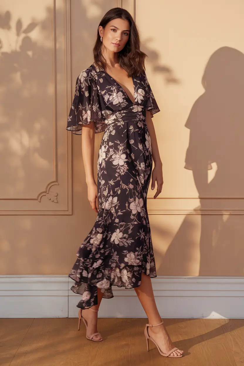 What to Wear as a Wedding Guest This Fall 2025 Romantic Florals in Flowing Chiffon