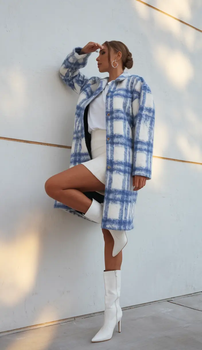 What to Wear This Fall: 2025 outfits Inspo for Women+Frosted Elegance in Blue Plaid