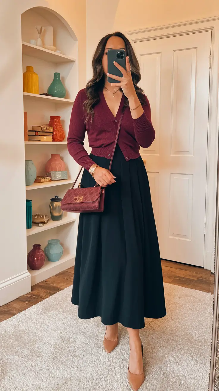 2025 Everyday Fall outfits for women Berry and Black: Autumn’s Secret Weapon