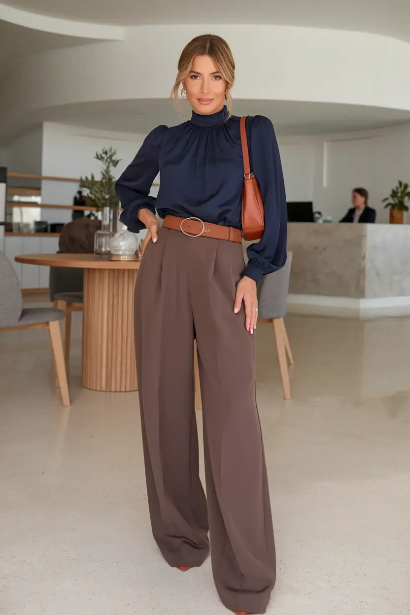 2025 Everyday Fall outfits for women High-Neck Drama and Coffee-Hued Tailoring