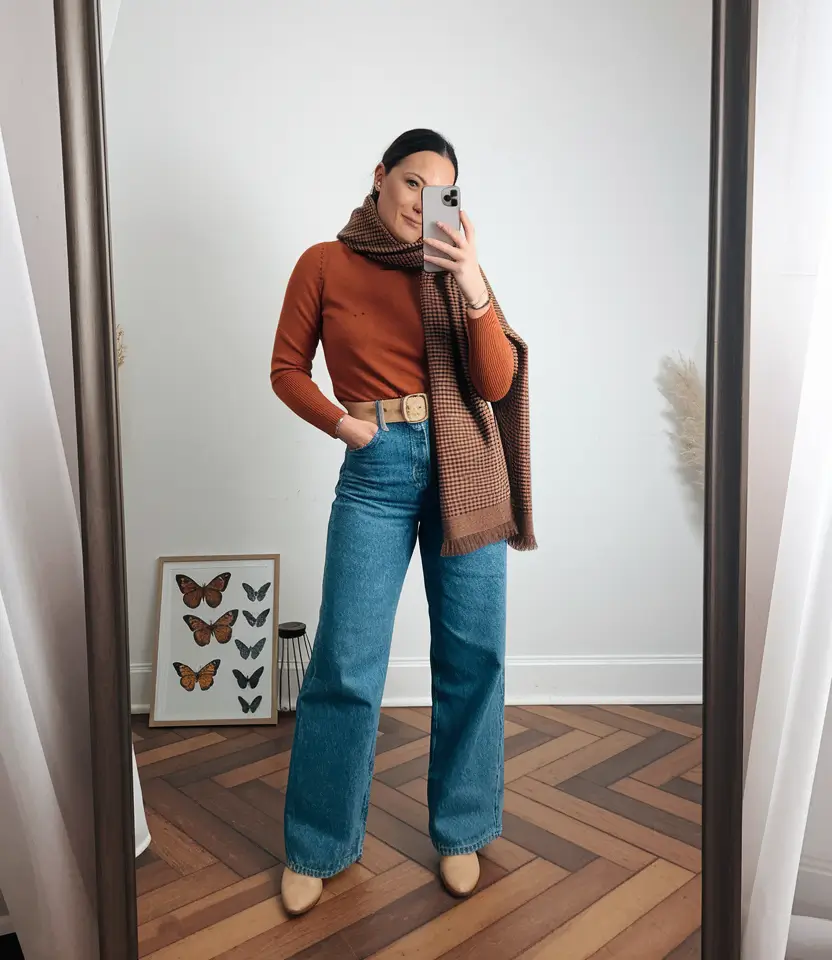 2025 Everyday Fall outfits for women Rust & Denim for Weekend Apple Picking