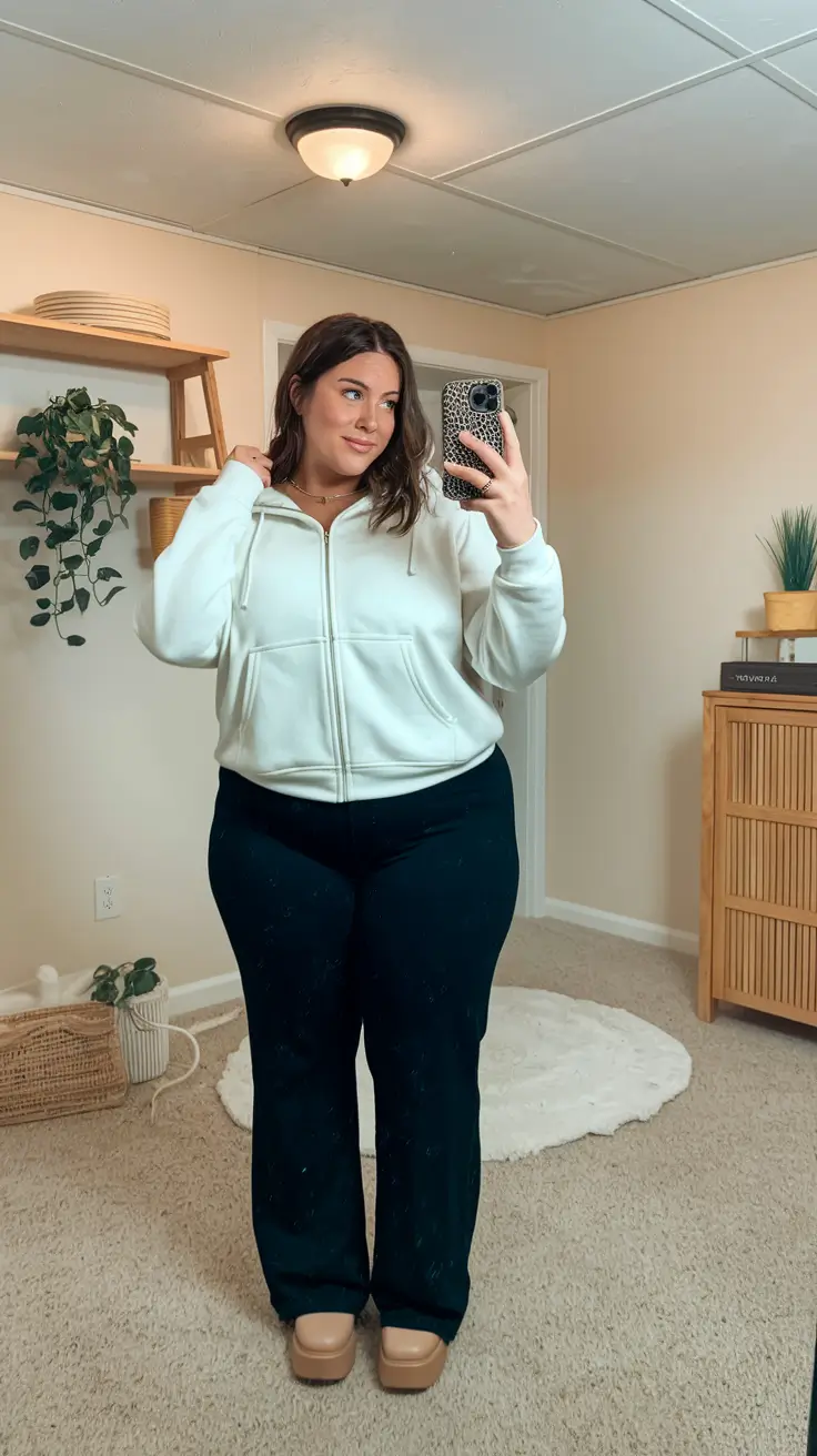 2025 Fall outfits for Plus & Curvy Figures Cozy Hoodie & Lounge-Pant Real Life