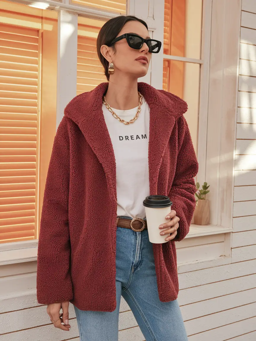 2025 Fall-Winter Fashion: Cold Weather outfits Ideas Graphic Simplicity with a Pop of Wine
