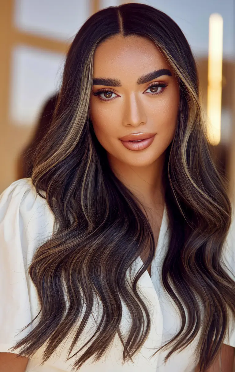 August hair color ideas - summer trends for 2025 | Espresso Ribbon Highlights