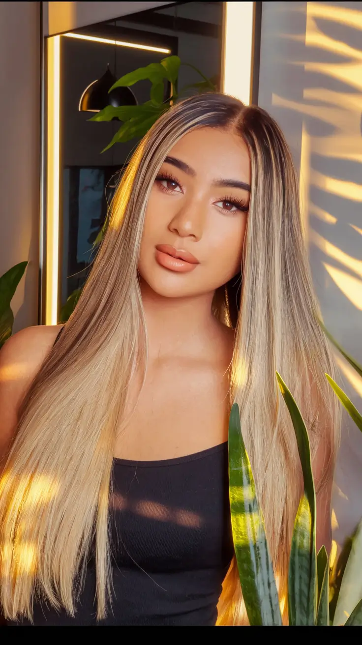August hair color ideas - summer trends for 2025 | Rooted Platinum Blonde