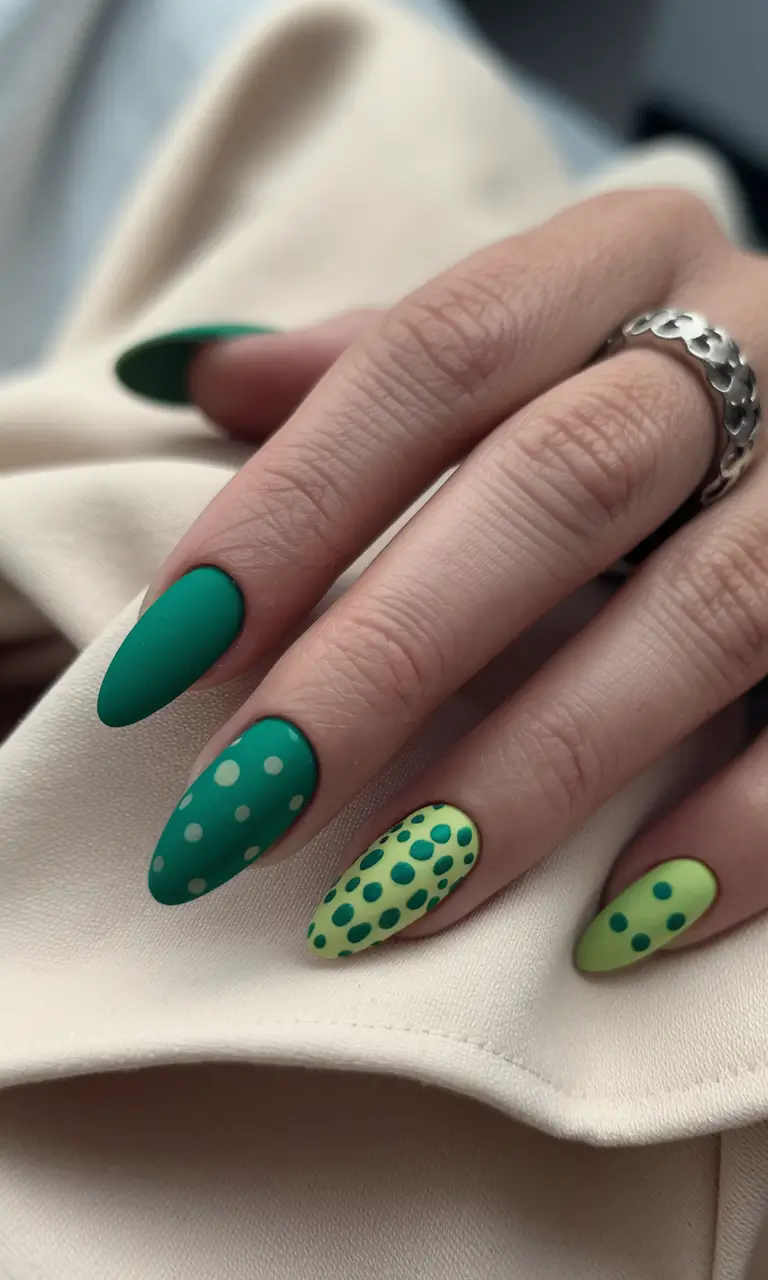 August nails design - summer trends for 2025 Lime & Jungle Dot Party