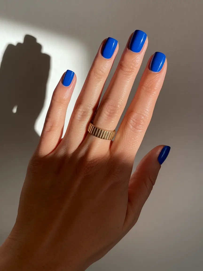 August nails design - summer trends for 2025 Electric Tide Short Square