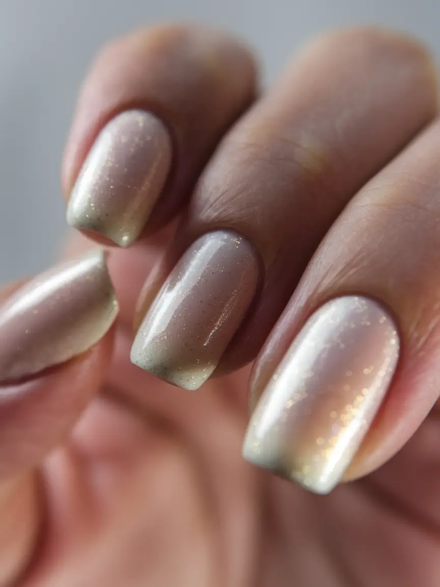 August nails design - summer trends for 2025 Champagne-Mist Gradient