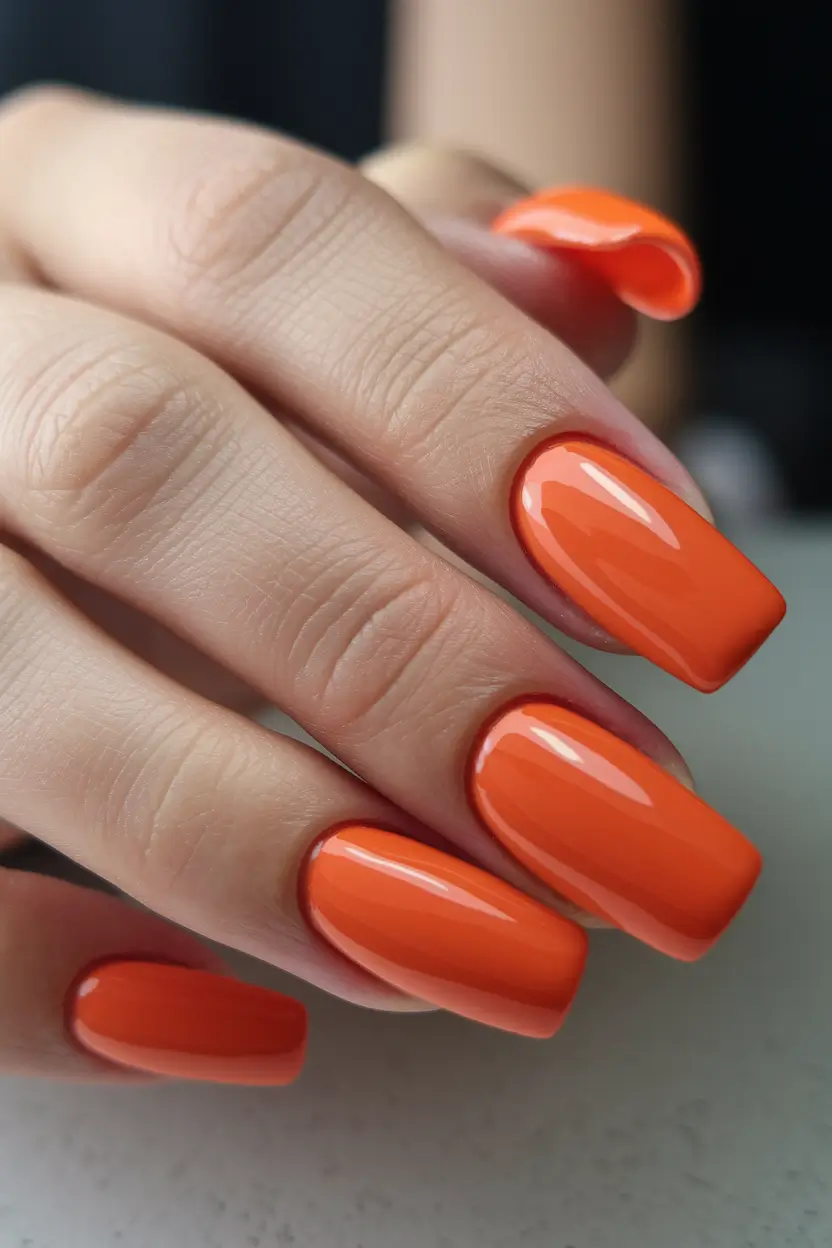 August nails design - summer trends for 2025 Tangerine Crush Confidence