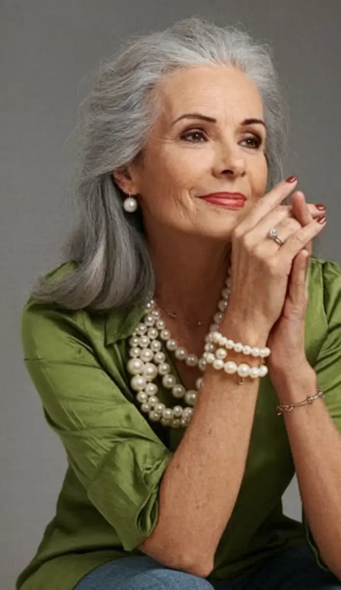 Beautiful Fall 2025 hairstyles for Women 50+ Half-Up Silver Glam for Timeless Appeal