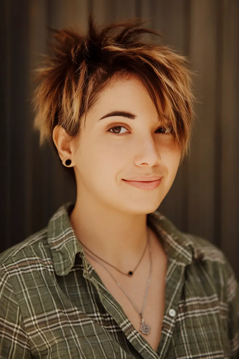 Best Fall 2025 Pixie Haircuts for Every Face Shape+Spiky Two-Tone Pixie with Punk Influence