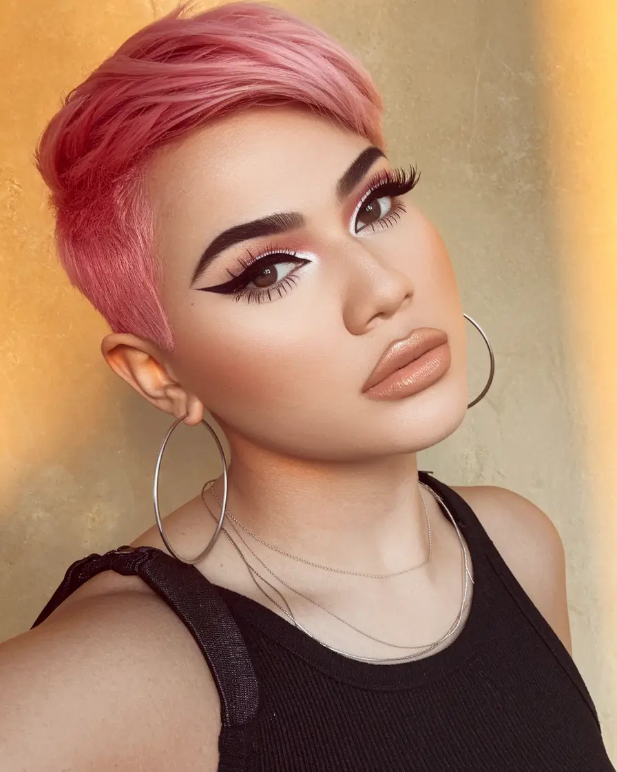 Best Fall 2025 Pixie Haircuts for Every Face Shape+Cotton Candy Pixie with a Bold Attitude