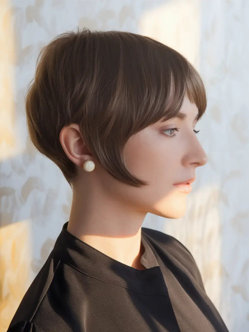 Best Fall 2025 Pixie Haircuts for Every Face Shape+Sculpted Mushroom Pixie with Soft Elegance
