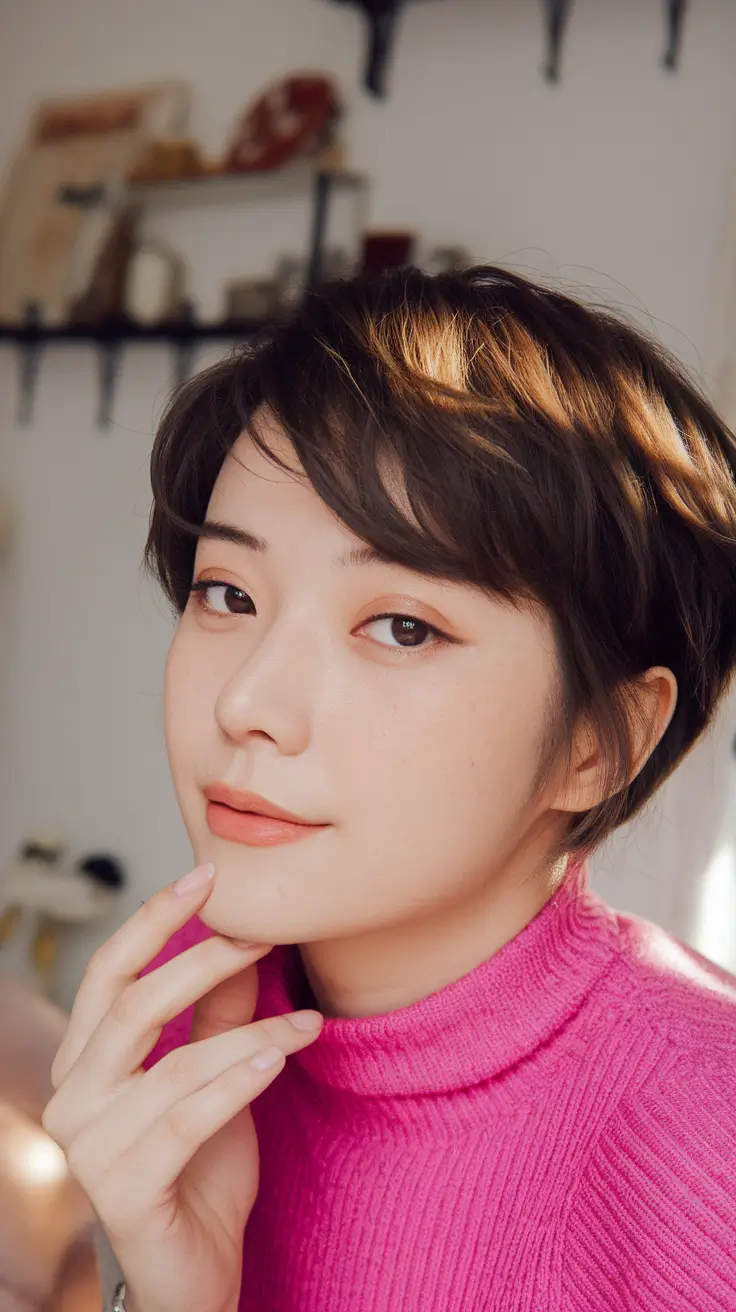 Best Fall 2025 Pixie Haircuts for Every Face Shape - Soft Brown Pixie with Flicked Layers
