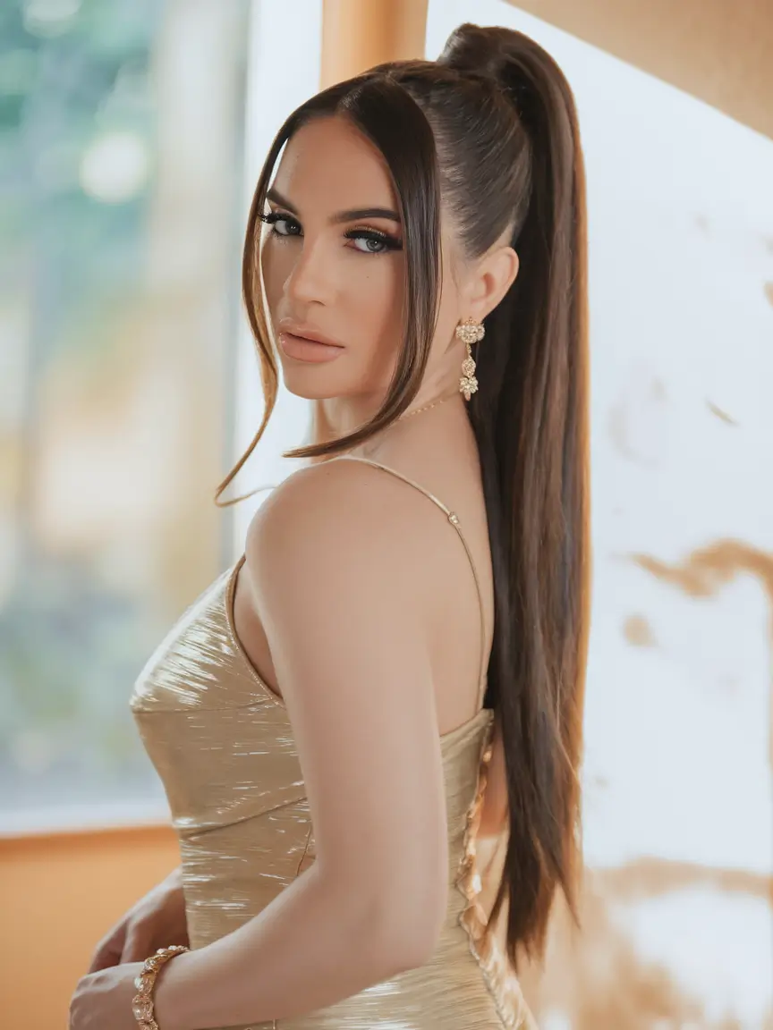 Best Fall hairstyle for Long Hair in 2025 Elegant High Ponytail with Wrapped Base