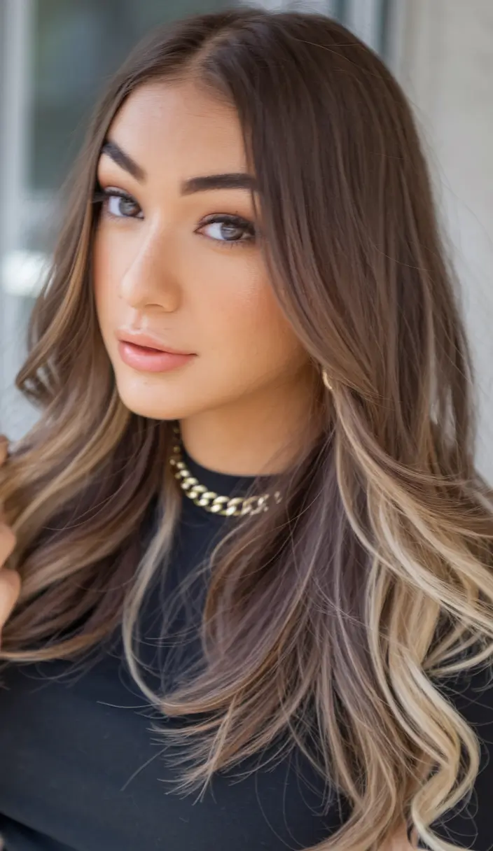 Caramel Fall Hair Colors Ideas 2025 for a Cozy Glow Layered Brunette with Dimensional Cream Ribbons