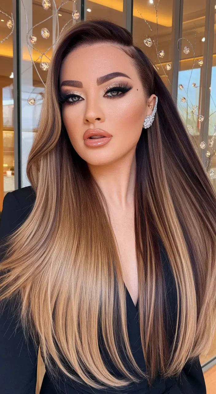 Caramel Fall Hair Colors Ideas 2025 for a Cozy Glow Polished Melt of Mocha and Golden Blonde
