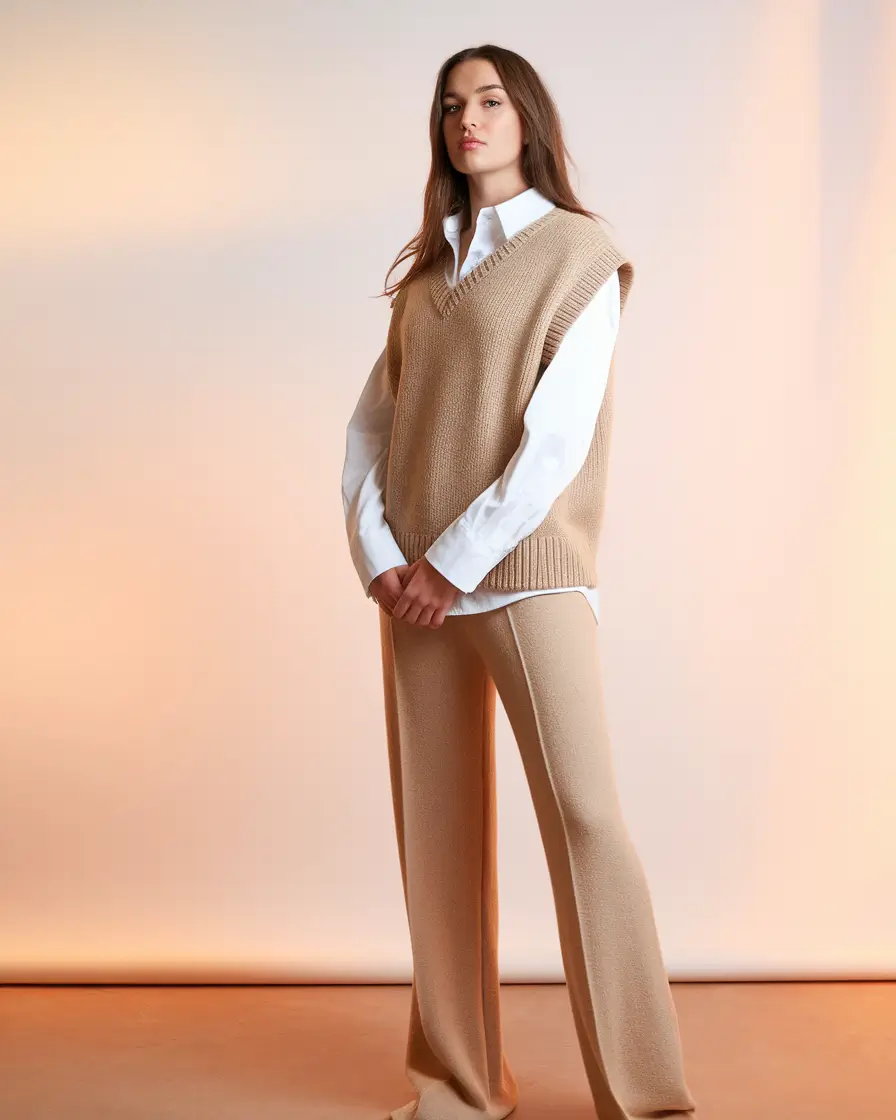 Casual September outfits Ideas 2025 Cozy Co-Ord in Warm Minimalism