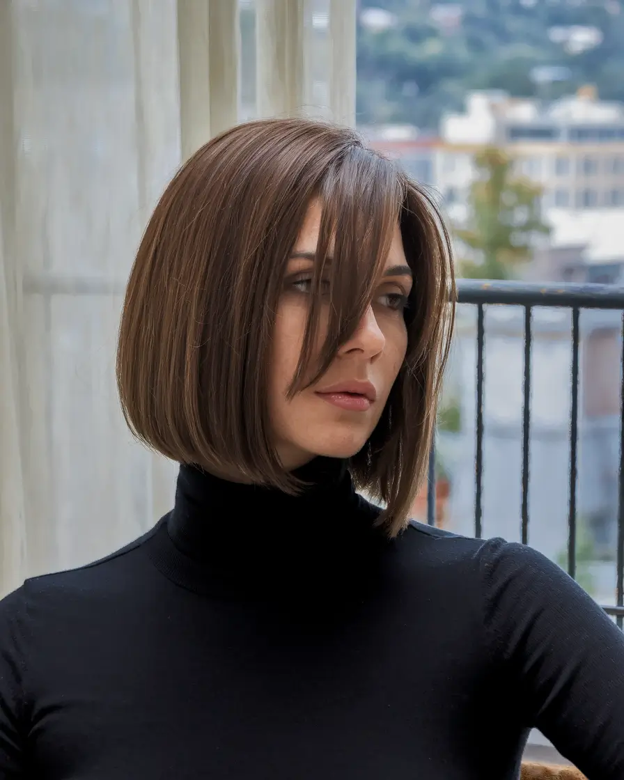 Chic and Easy Short Haircuts for Fall 2025 - Side-Parted Bob with Layered Fringe