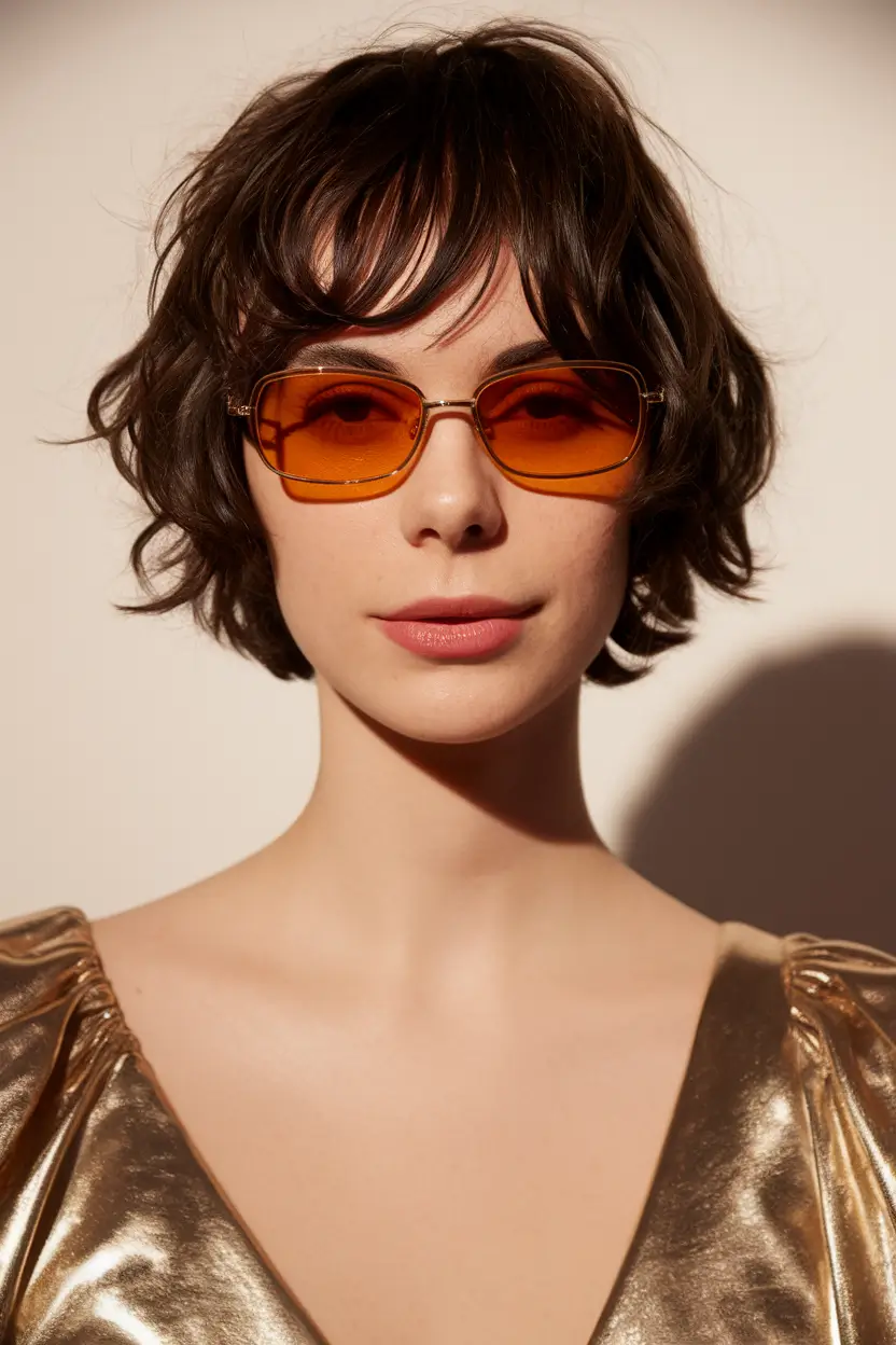 Chic and Easy Short Haircuts for Fall 2025 - Curly Bob with Statement Glasses