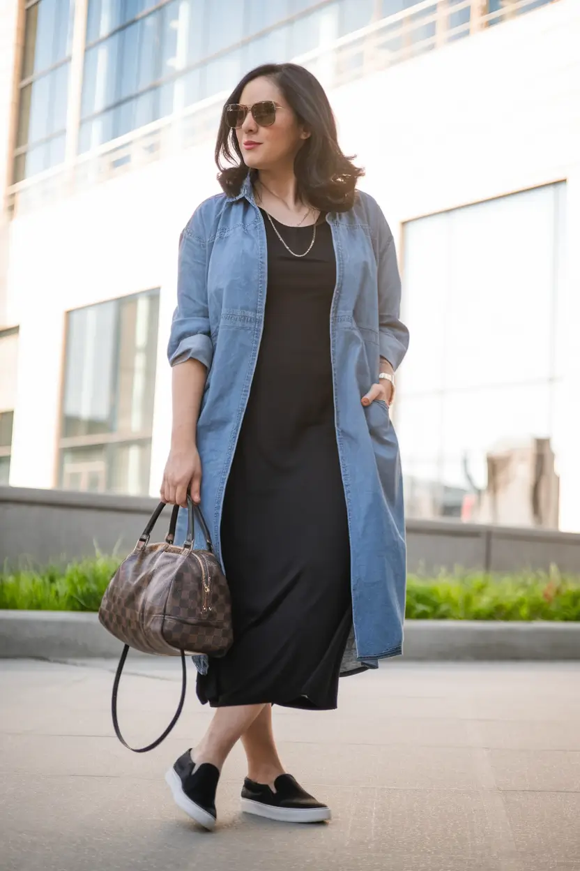 Chic Midsize outfits to Try This Fall 2025+Denim Duster Cool Girl Vibes