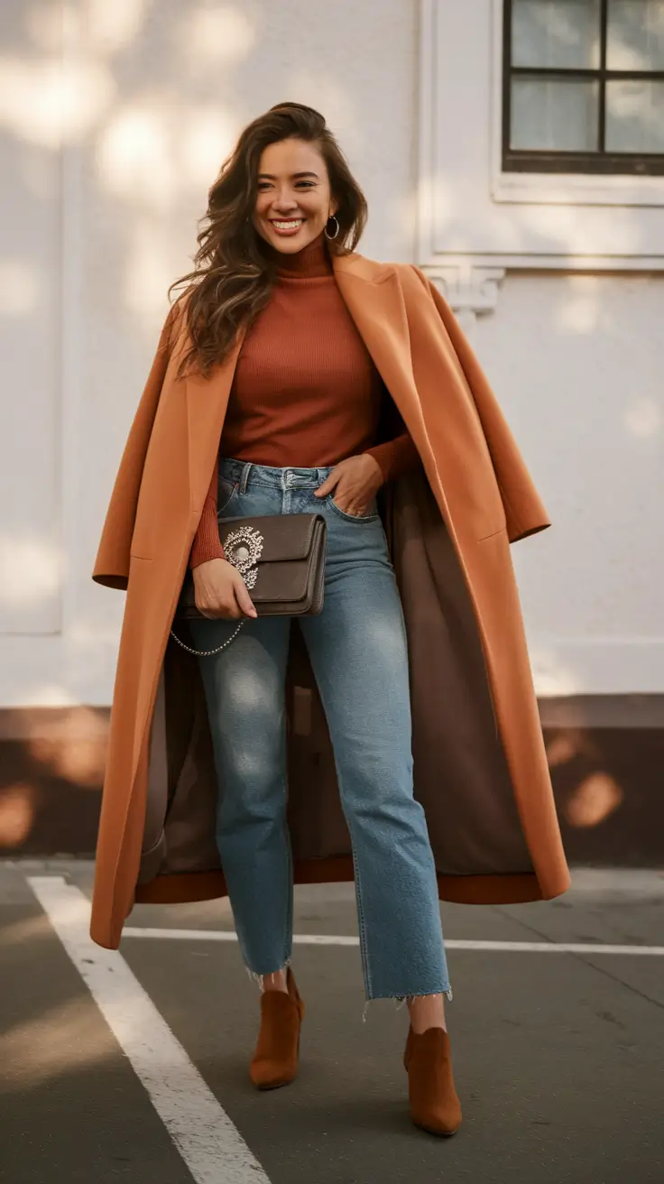 Chic Midsize outfits to Try This Fall 2025+Modern Spice Tones with Retro Flair