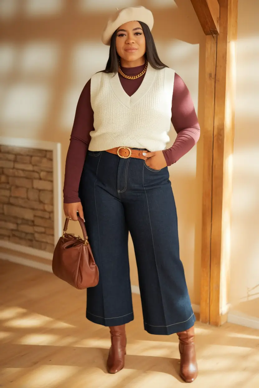 Chic Midsize outfits to Try This Fall 2025+Parisian Sweater-Vest Play