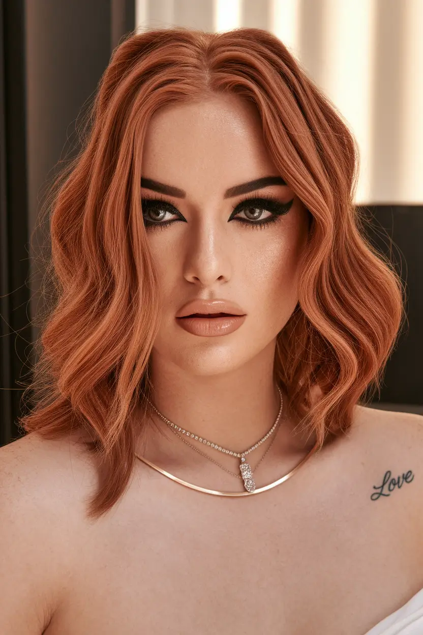 Cozy Autumn Haircuts for 2025 Warm Copper Wavy Bob