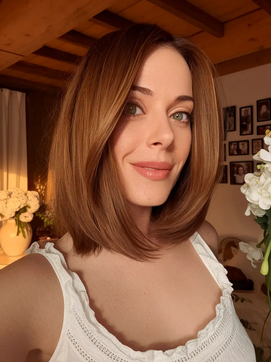 Cozy Autumn Haircuts for 2025 Polished Chestnut Bob