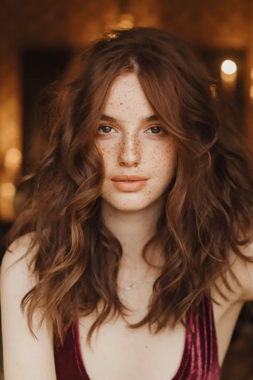 Cozy Autumn Haircuts for 2025 Long Wavy Brunette With Soft Layers