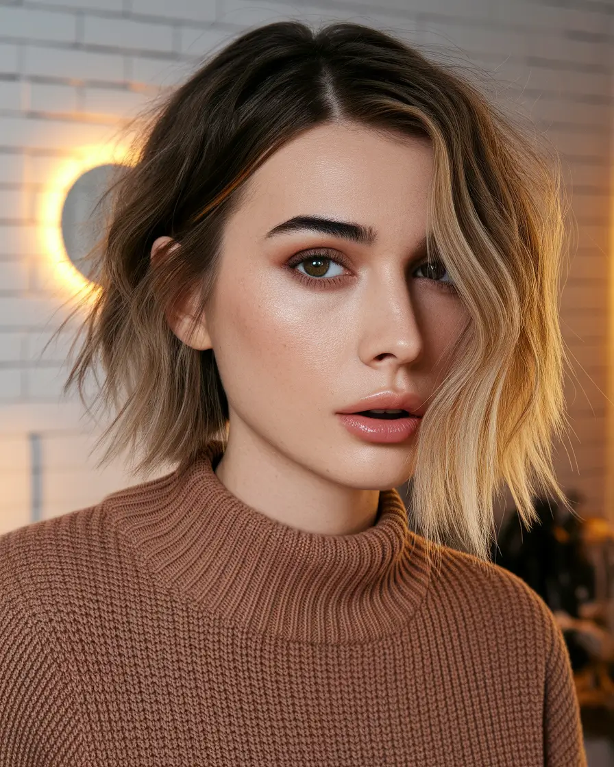 Cozy Autumn Haircuts for 2025 Textured Short Bob With Soft Blonde Highlight