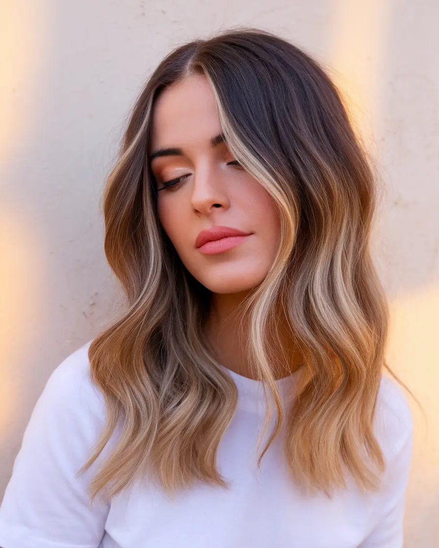 Cozy Autumn Haircuts for 2025 Soft Wavy Balayage Medium Cut