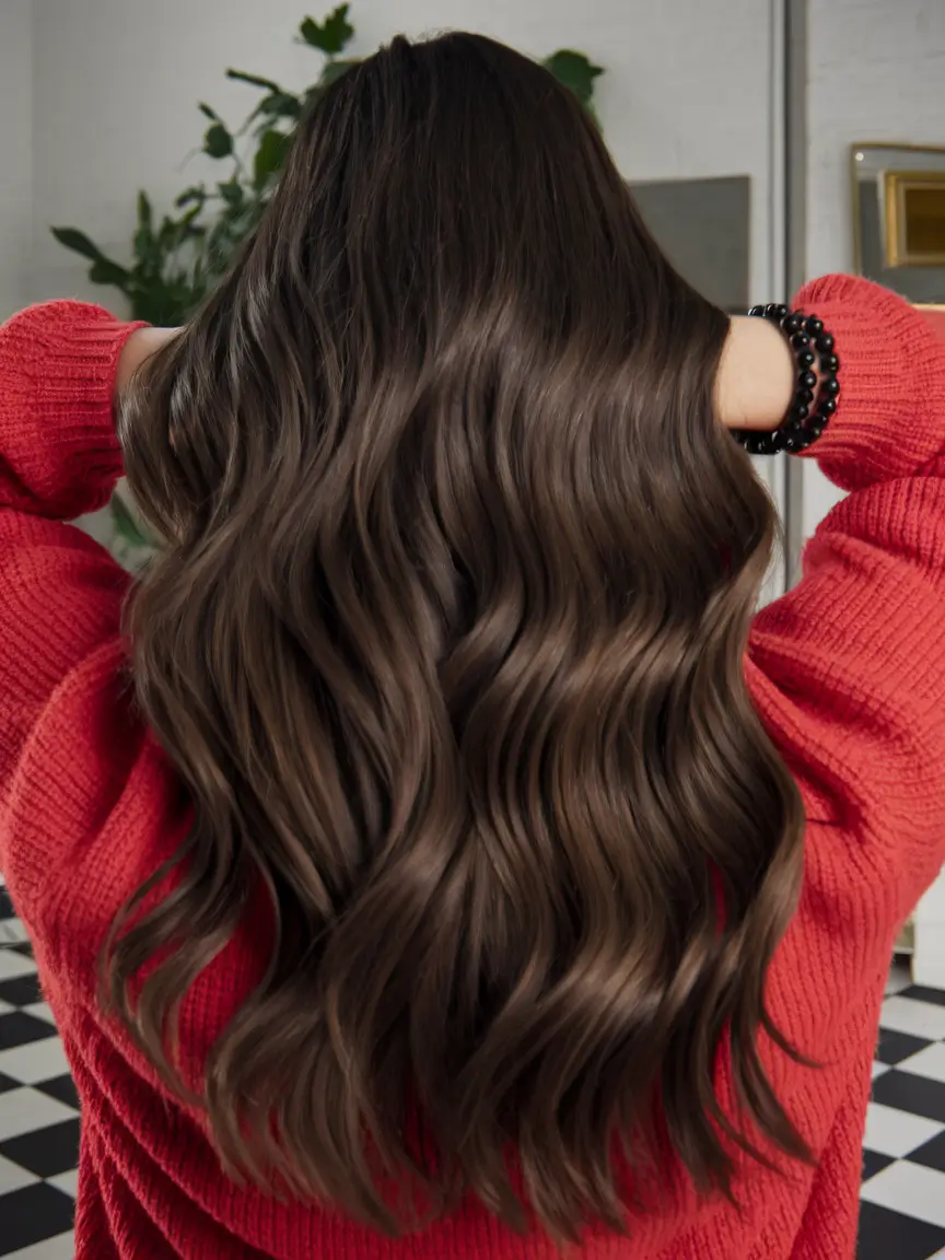 highlights brunettes Chocolate Waves with Dimensional Shine