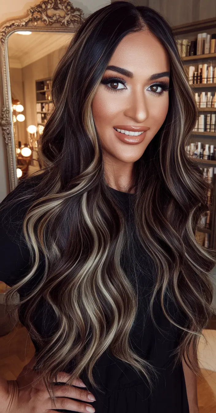 fall brown hair color balayage Dimensional Espresso Balayage Waves