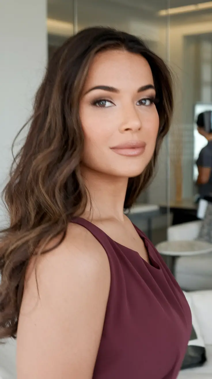 fall brown hair color pale skin Soft Cocoa Curls with Natural Finish