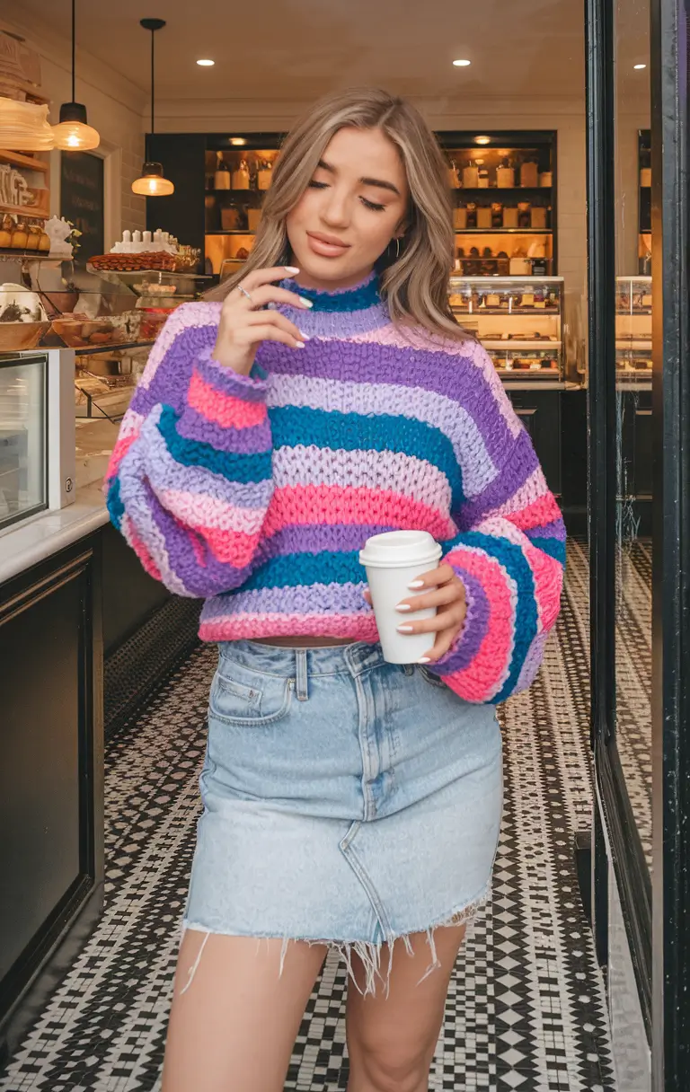 fall outfits for school pictures kids Bright Knits and Skirt Energy